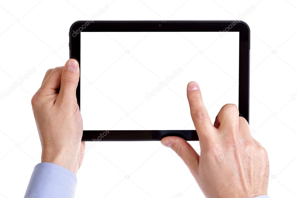 Holding and touching digital tablet