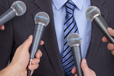 Interview with microphone clipart