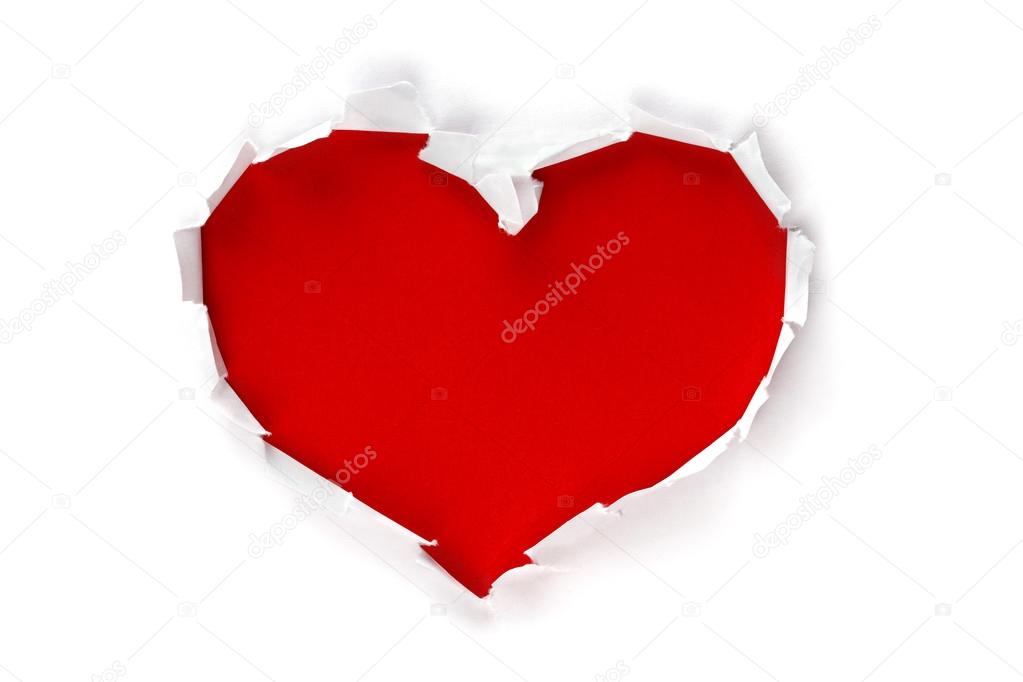 Heart shape hole through paper