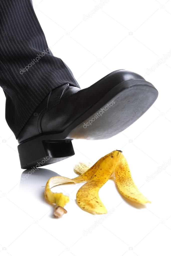 Falling on a banana skin