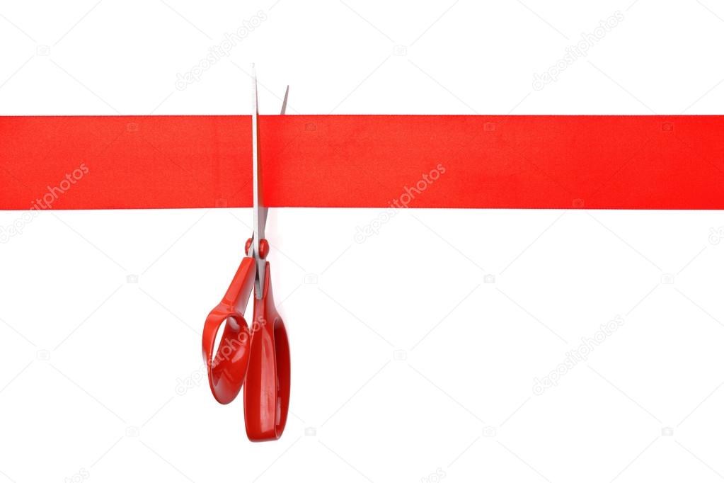 Cut red ribbon