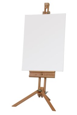 Wooden easel with blank canvas clipart