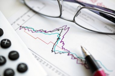 kalem gözlük ve stok grafik hesap makinesi