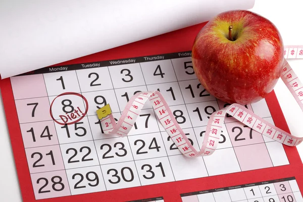 Fecha del calendario para iniciar una dieta — Foto de Stock