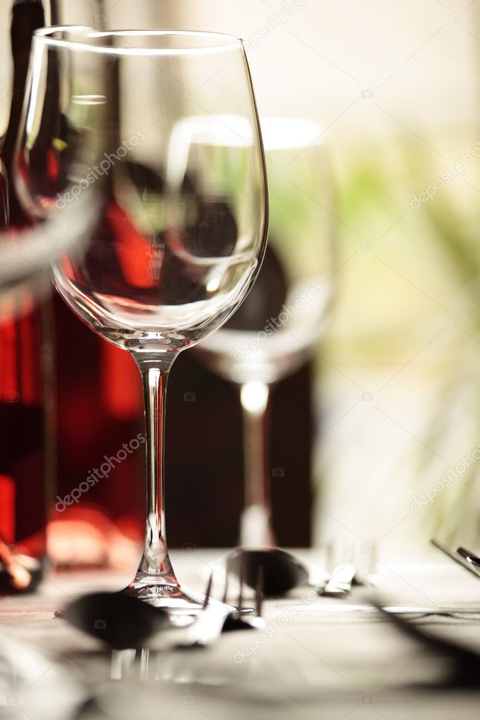 Wine glass and place settings