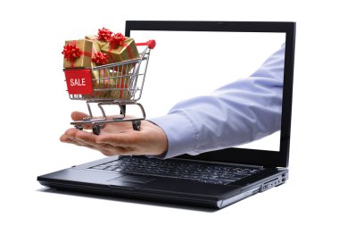 E-commerce gift shopping clipart