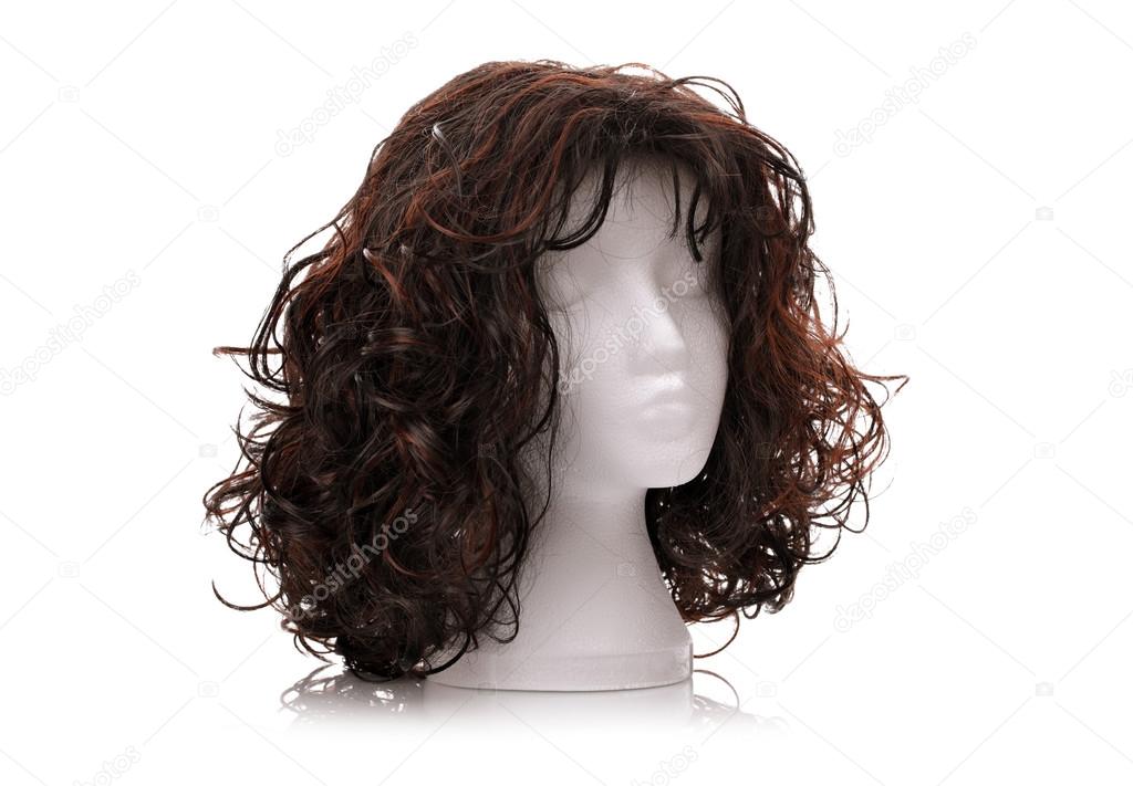 Wig on polystyrene mannequin foam head