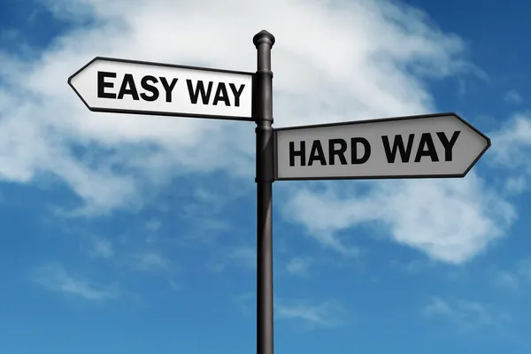 Easy way and hard way roadsign — Stock Photo, Image