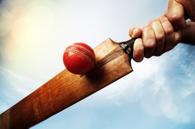 Cricket player hitting ball clipart