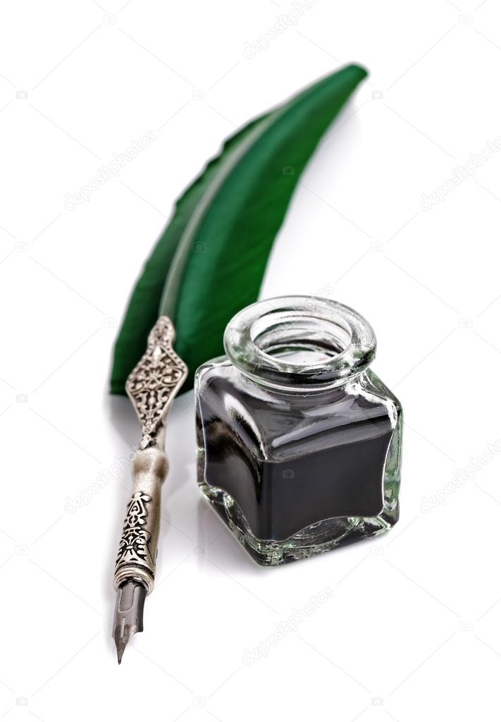 Quill pen and ink well — Stock Photo © BrianAJackson 49285641
