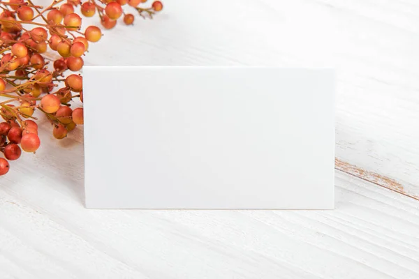 Autumn Blank Business Card Mockup Thanksgiving Day Holidays Preparation Creativity — Φωτογραφία Αρχείου
