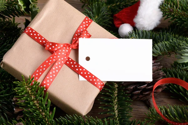 Christmas Rectangle Gift Tag Mockup Present Box Product Label Mockup — ストック写真
