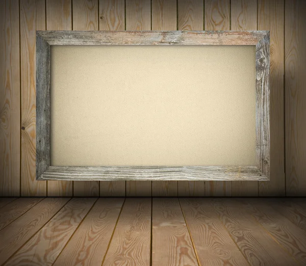 Old board on wooden wall — Stock Photo, Image