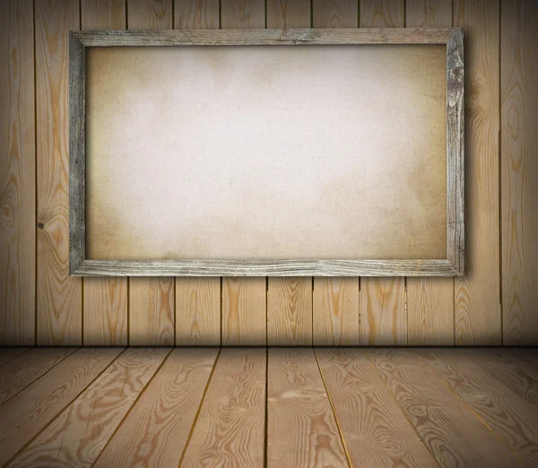 Old board on wooden wall — Stock Photo, Image