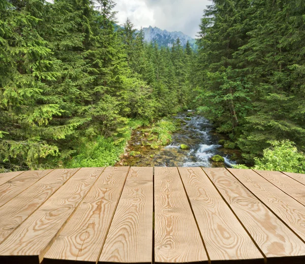 Tabletop with mountain view — Stock Photo, Image