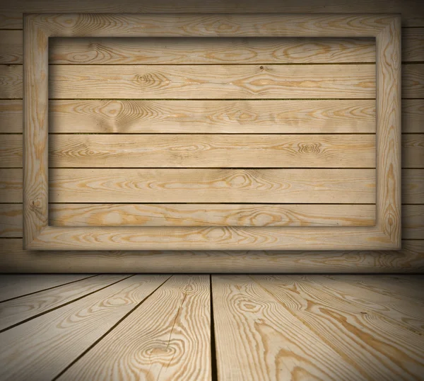 A fából készült fal fa keretben — Stock Fotó