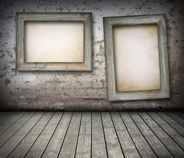 Old boards on brick wall — Stock Photo, Image