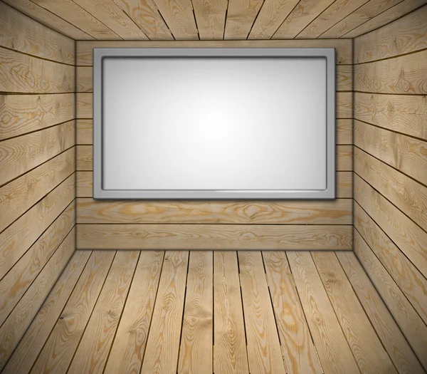 Billboard in houten interieur — Stockfoto