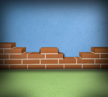 kısmen inşa brickwall Oda