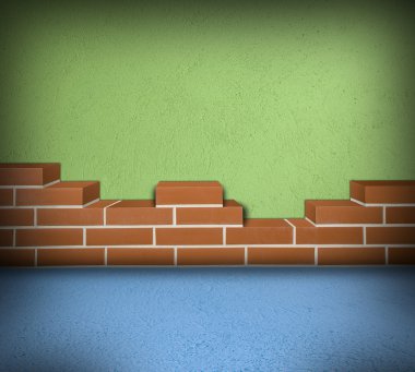 kısmen inşa brickwall Oda