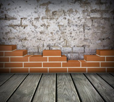 kısmen inşa brickwall Oda