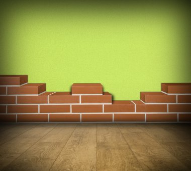 kısmen inşa brickwall Oda