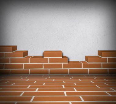 kısmen inşa brickwall Oda