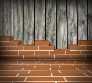 kısmen inşa brickwall Oda