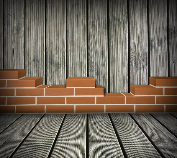 Részben beépített brickwall szoba — Stock Fotó