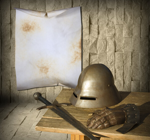 Knight armor and advertisement