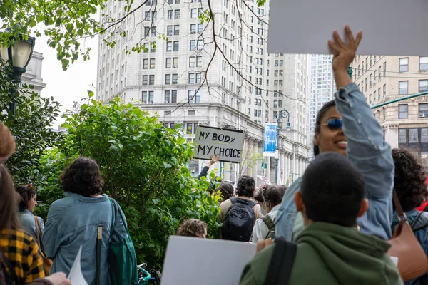 Young Female Holding Cardboard Sign Words Body Choice Written Foley — Φωτογραφία Αρχείου