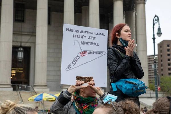 Young Female Holding Cardboard Sign Words You Can Ban Abortion — Φωτογραφία Αρχείου