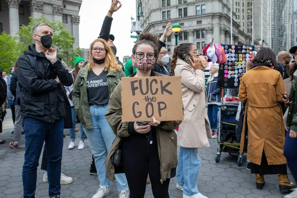 Young Female Holding Cardboard Sign Words Fuck Gop Written Foley — Fotografia de Stock