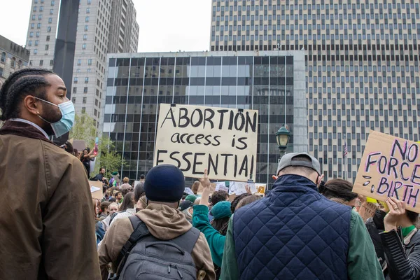 Young Female Holding Cardboard Sign Words Abortion Essential Written Foley — Photo