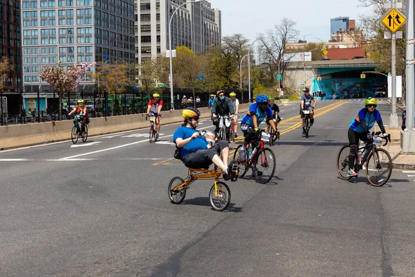 Bikers Participating Five Boro Bike Tour Brooklyn — Stockfoto