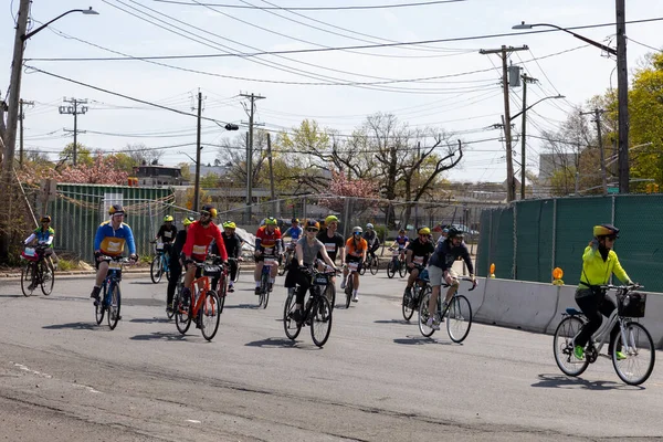 Motociclistas Que Participan Gira Five Boro Bike Staten Island Nueva — Foto de Stock