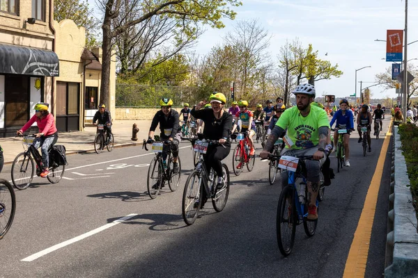 Motociclistas Que Participan Gira Five Boro Bike Staten Island Nueva — Foto de Stock