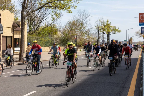 Motociclistas Que Participan Gira Five Boro Bike Staten Island Nueva — Foto de Stock