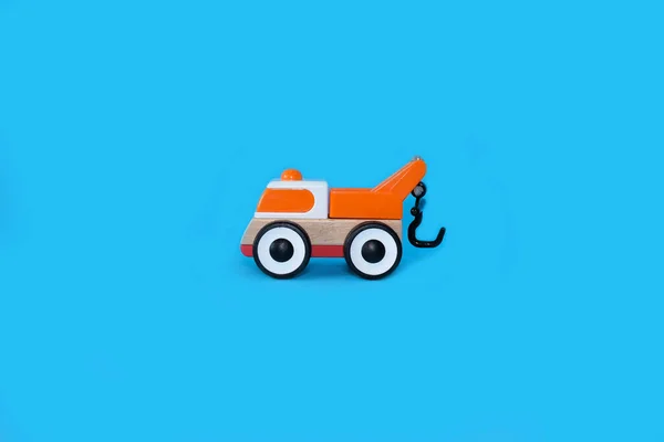 Childrens Toy Car Bright Blue Background High Quality Photo — Stock Photo, Image