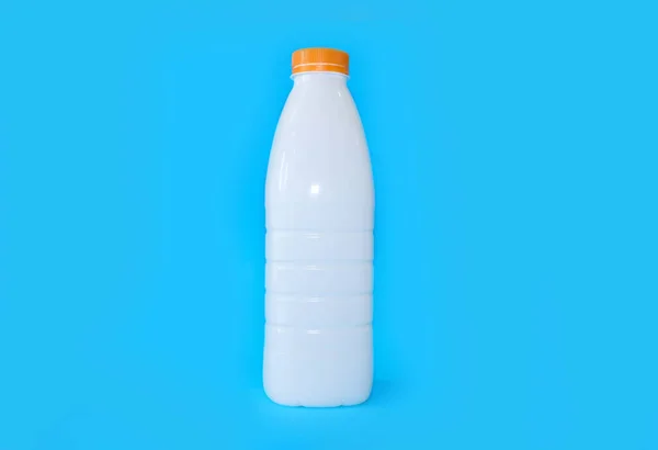 Bottle Milk Bright Blue Background High Quality Photo — Stockfoto