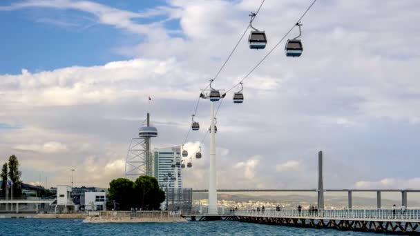 Хмари Швидко Літають Районі Парку Націй Сонячний День Лісабон Португалія — стокове відео