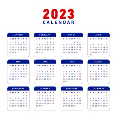 mavi 2023 takvim vektör tasarımı