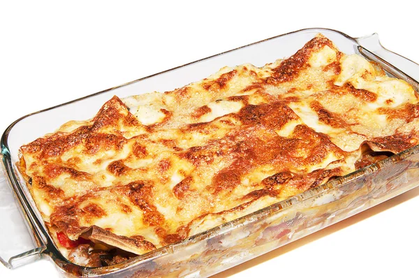 Lasagne in Glasschale — Stockfoto