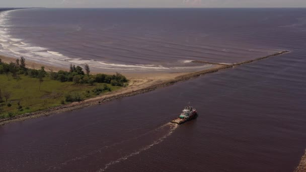 Vista Aérea Playa Desembocadura Del Río Brunei Mar China Isla — Vídeo de stock