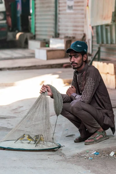 Lahore Pakistan September 2021 Pakistanischer Mann Verkauft Vögel Auf Dem — Stockfoto