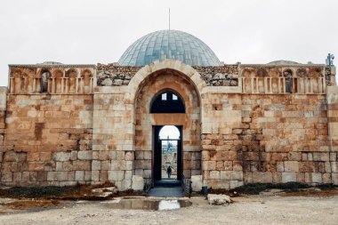 Amman, JORDAN - Mart 2019: Amman Kalesindeki Umayyad Sarayı (Jabal al al-Qalaa), Amman, Ürdün