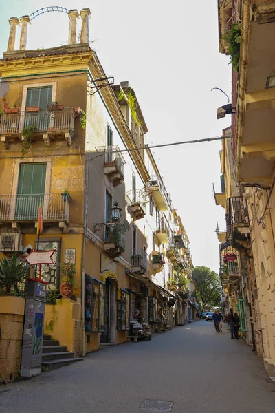 Taormina Italy November 2021 Old Town Taormina Street Old Italian — Stock Photo, Image