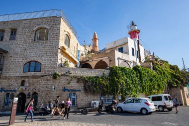 JAFFA, ISRAEL - December 2019: Jaffa lighthouse, old buildings in Jaffa port, Tel Aviv, Israel