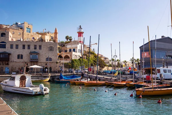 Jaffa Israel Грудень 2019 Boats Jaffa Port Old Town Tel — стокове фото