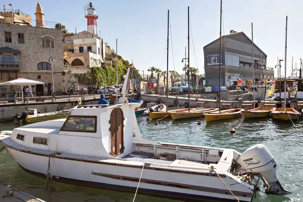 Jaffa Israel Dezembro 2019 Barcos Porto Jaffa Cidade Velha Tel — Fotografia de Stock